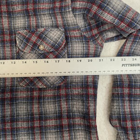 Vintage Pendleton Board Tartan Wool Flannel Plaid Work Shirt XL Gray Blue Red - Picture 7 of 10